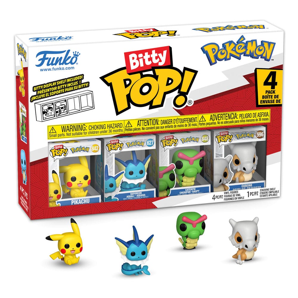 Pokemon: Bitty Pop Series 1 - Pikachu, Vaporeon, Caterpie, Cubone