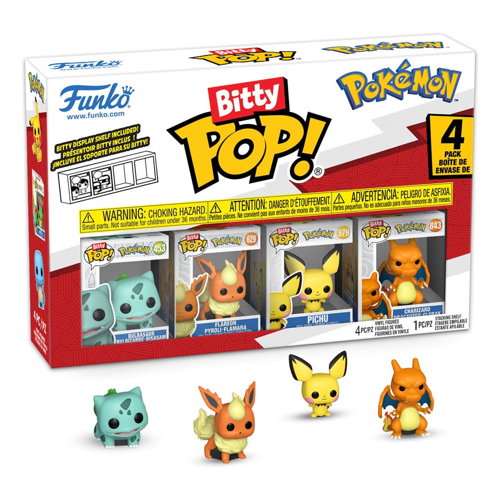 Pokemon: Bitty Pop Series 3 - Bulbasar, Flareon, Pichu, Charizard