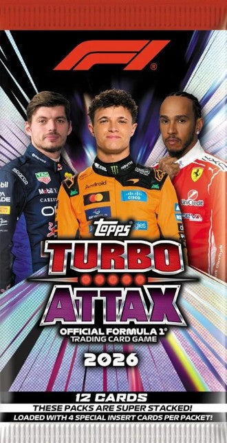 Holzwurm Creativ 2026 Topps Turbo Attax Formula 1 trading card booster pack featuring F1 drivers
