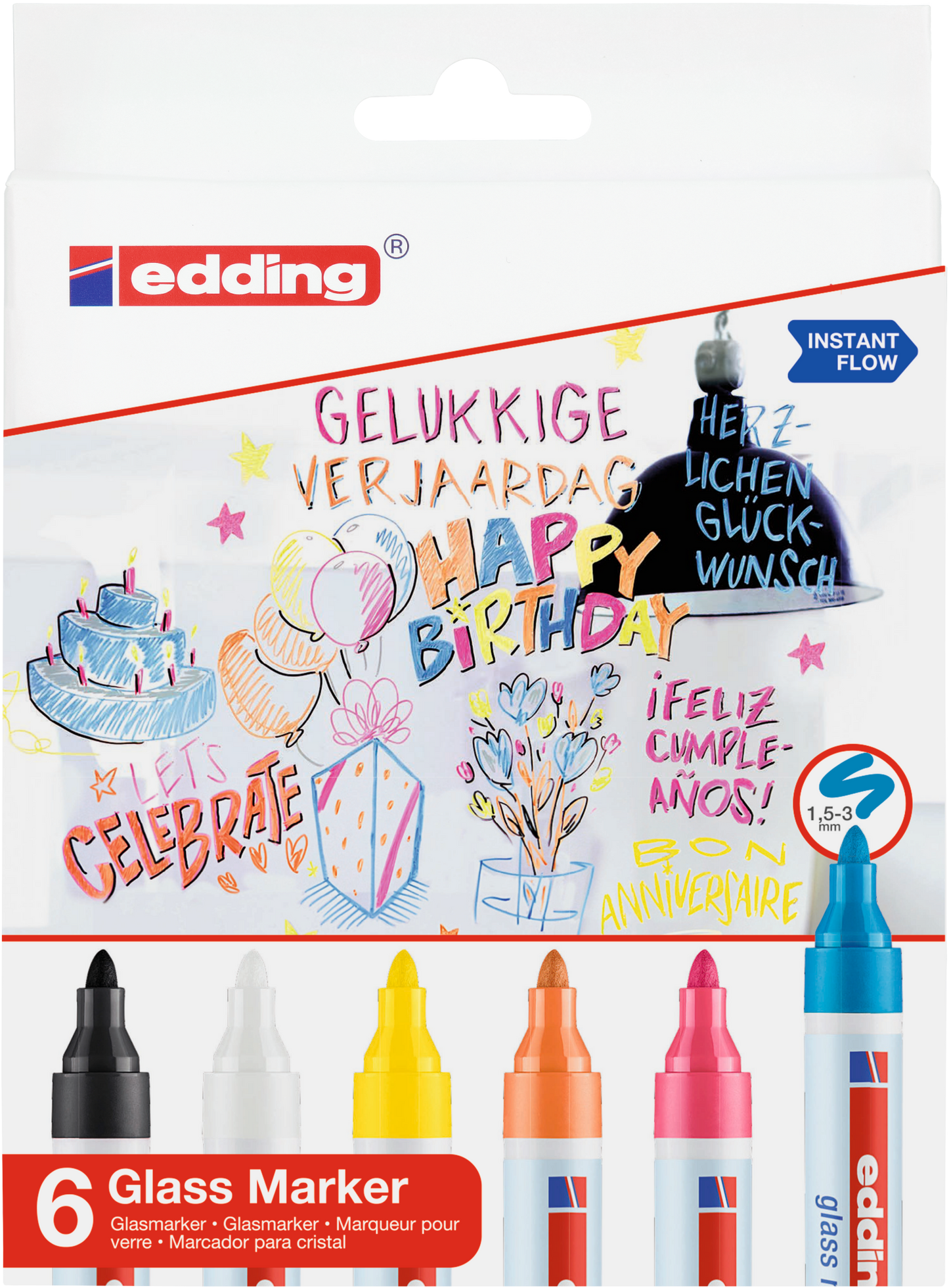 Edding: Glasmarker - Set 6-teilig