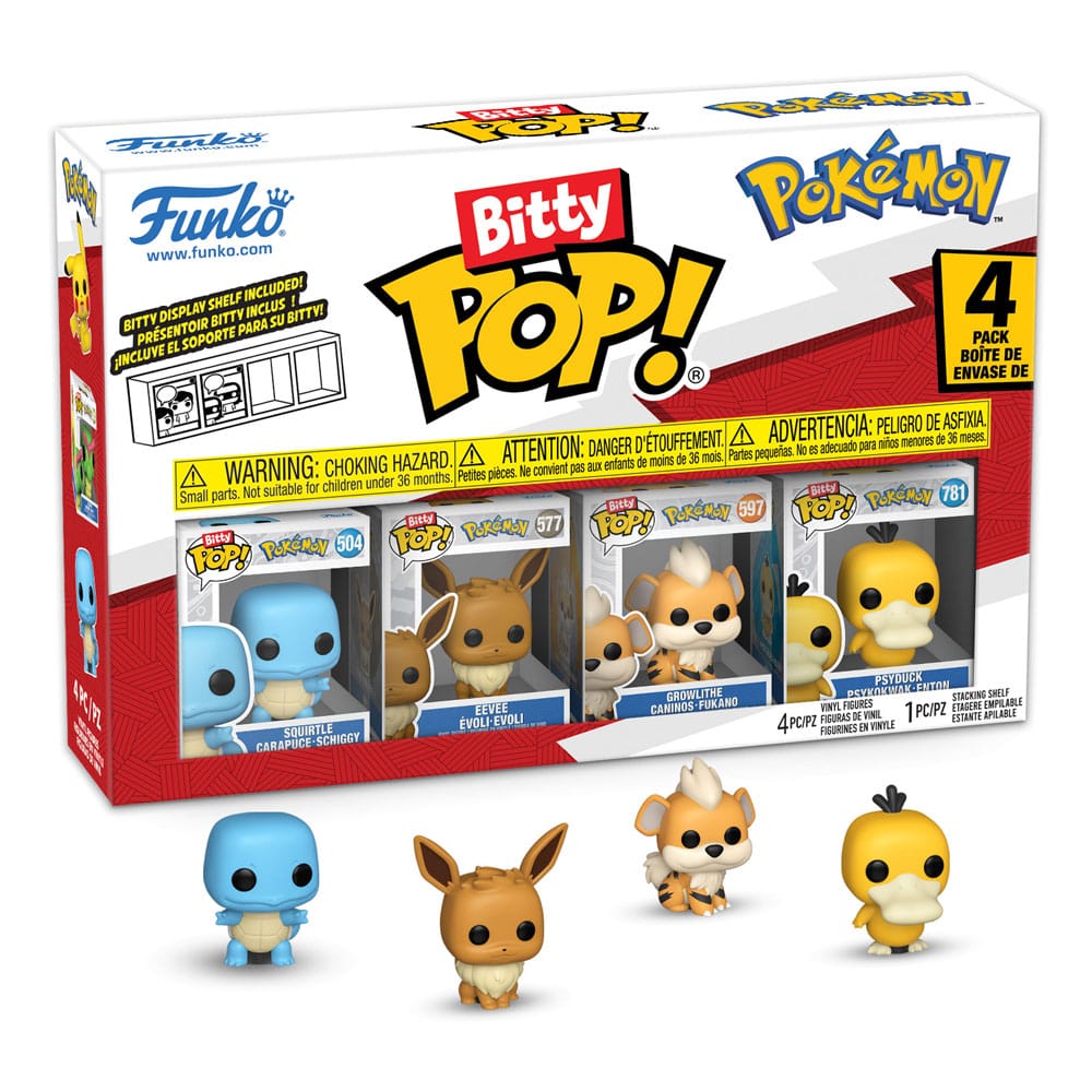 Pokemon: Bitty Pop Series 4 - Squirtle, Eevee, Growlithe, Psyduck