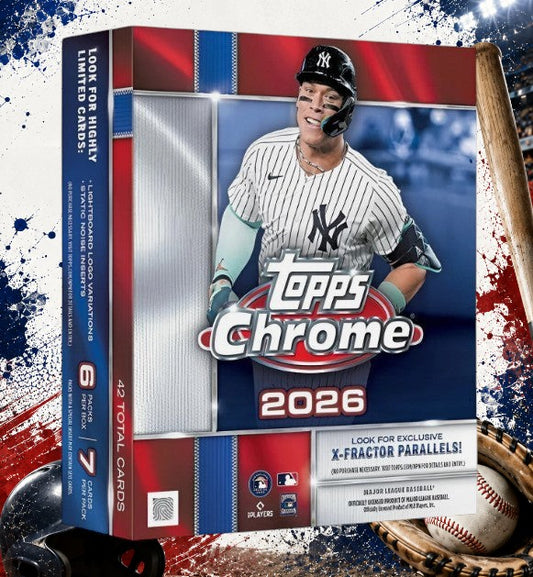 Holzwurm Creativ 2026 Topps Chrome Baseball Mega Box featuring Aaron Judge with exclusive X-Fractor parallels