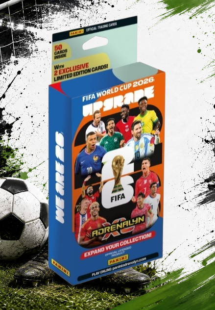 Holzwurm Creativ Panini FIFA World Cup 2026 Adrenalyn XL Upgrade Pack mit 50 Sammelkarten und zwei Limited Editions