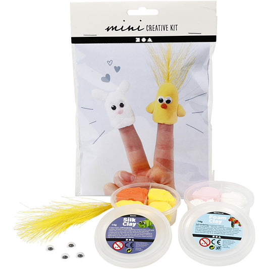 Mini-Bastelset: Fingerpuppen Hase und Küken