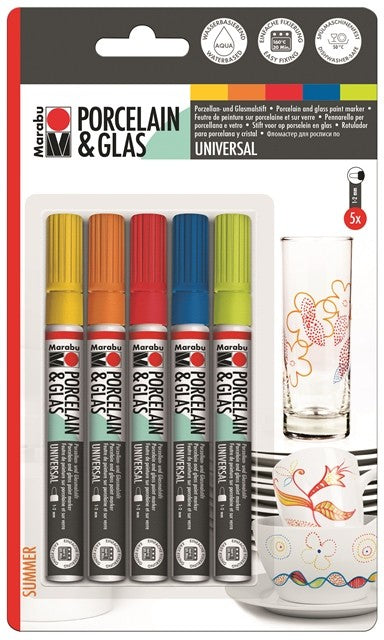 Marabu: Porcelain & Glas 5er-Set summer